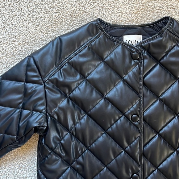 ZARA Quilted Faux Leather Longline Jacket Size XS - Picture 2 of 15